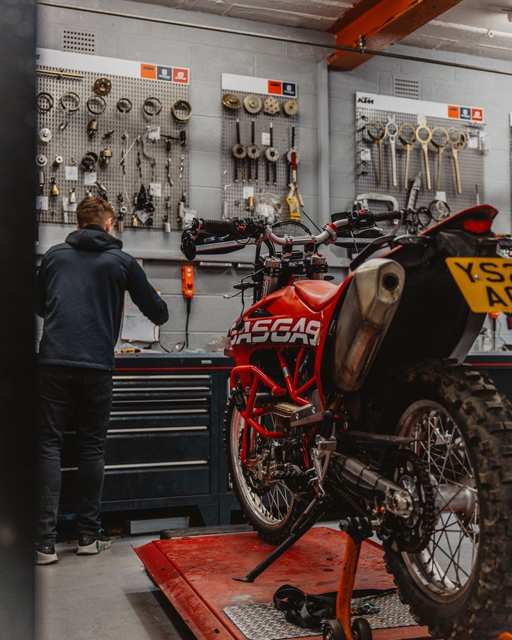 Motorcycle Mechanic working